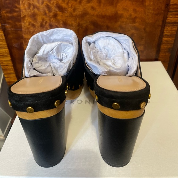 Veronica Beard Grita Black Suede Heeled Clogs Size 9.5 - Picture 4 of 8